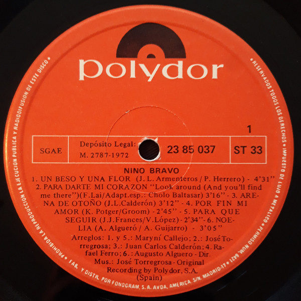 Nino Bravo - Un Beso Y Una Flor | Polydor (23 85 037) - 3 Nino Bravo - Un Beso Y Una Flor | Polydor (23 85 037) - 3