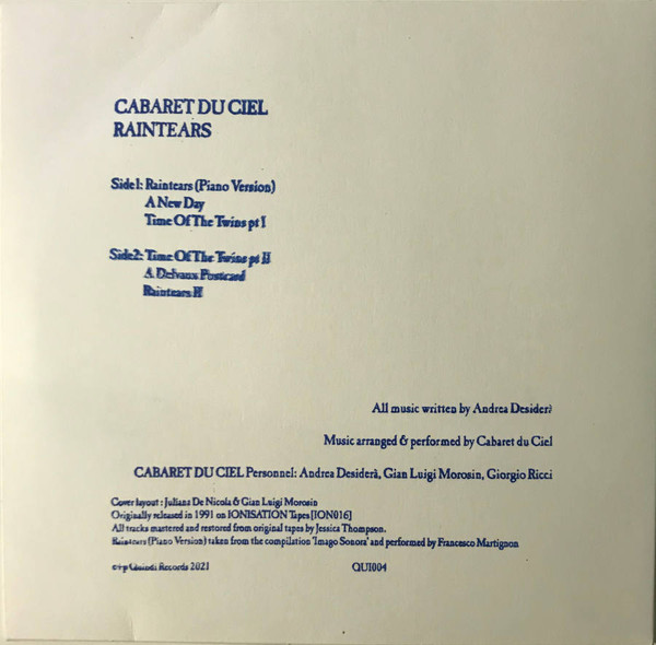 Cabaret Du Ciel - Raintears | Quindi Records (QUI004) - 2 Cabaret Du Ciel - Raintears | Quindi Records (QUI004) - 2