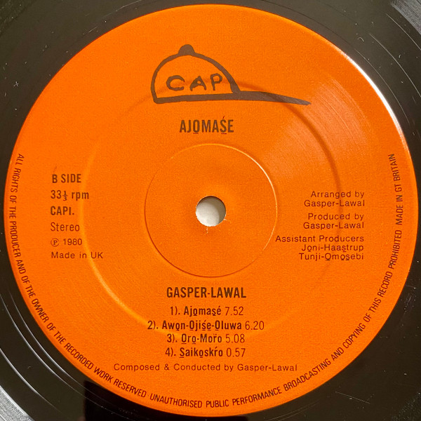 Gaspar Lawal - Ajomasé | Cap Records (CAP 1) - 4 Gaspar Lawal - Ajomasé | Cap Records (CAP 1) - 4