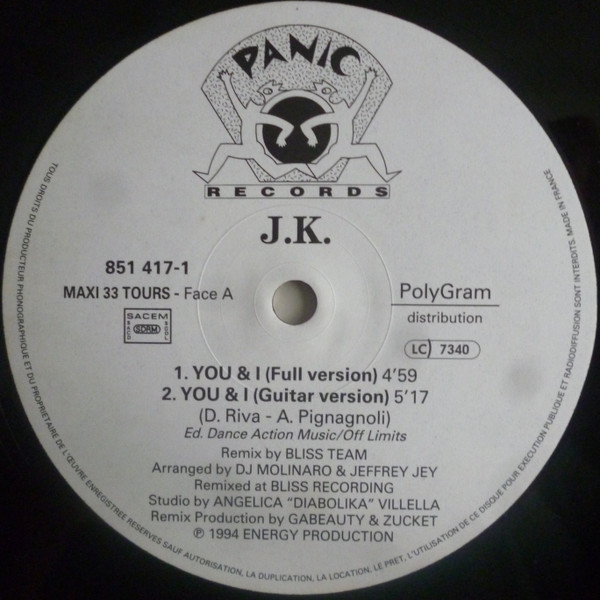 J.K. - You & I | Panic Records (851 417-1) - 4