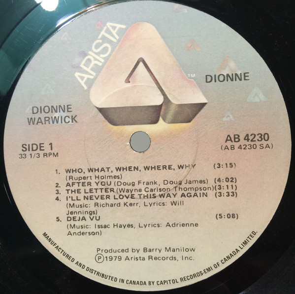 Dionne Warwick - Dionne | Arista (AB 4230) - 3