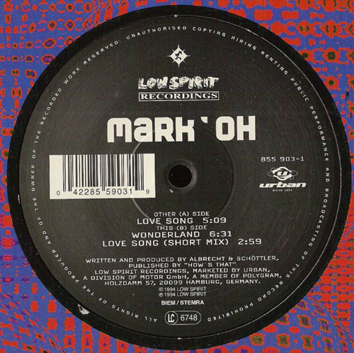 Mark 'Oh - Love Song | Low Spirit Recordings (855 903-1) - 3 Mark 'Oh - Love Song | Low Spirit Recordings (855 903-1) - 3