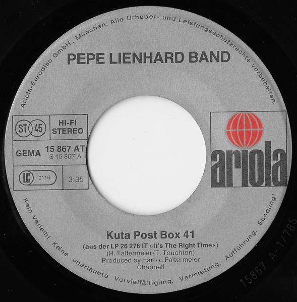 Pepe Lienhard Band - Kuta Post Box 41 / Love Is Emotion | Ariola (15 867 AT) - 3