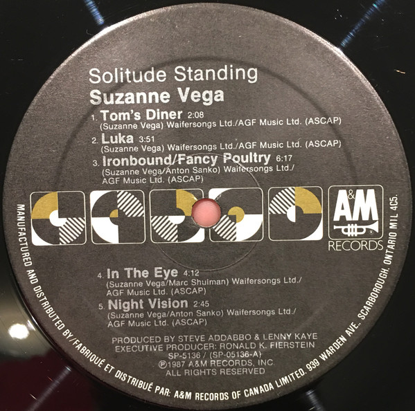 Suzanne Vega - Solitude Standing | A&M Records (SP-5136) - 3 Suzanne Vega - Solitude Standing | A&M Records (SP-5136) - 3