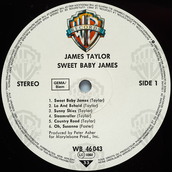 James Taylor - Sweet Baby James | Warner Bros. Records (46 043) - 3 James Taylor - Sweet Baby James | Warner Bros. Records (46 043) - 3