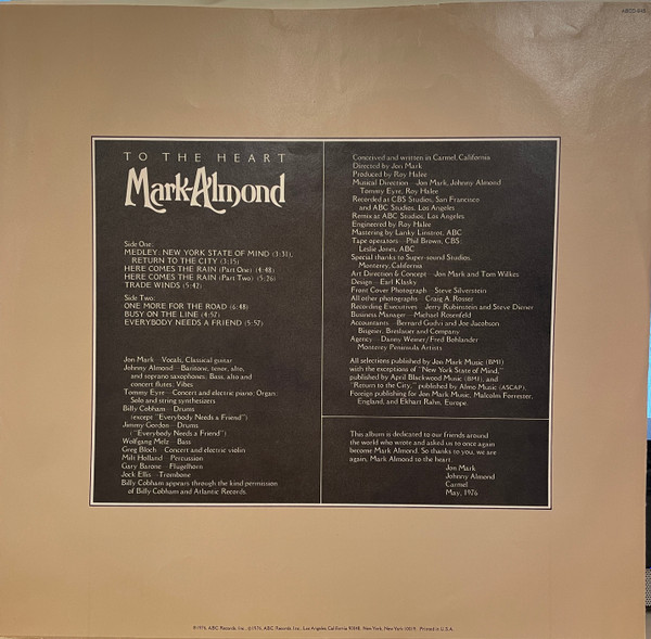 Mark-Almond - To The Heart | ABC Records (ABCD-945) - 4 Mark-Almond - To The Heart | ABC Records (ABCD-945) - 4