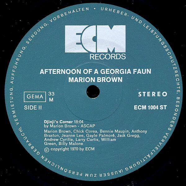 Marion Brown - Afternoon Of A Georgia Faun | ECM Records (ECM 1004 ST) - 4