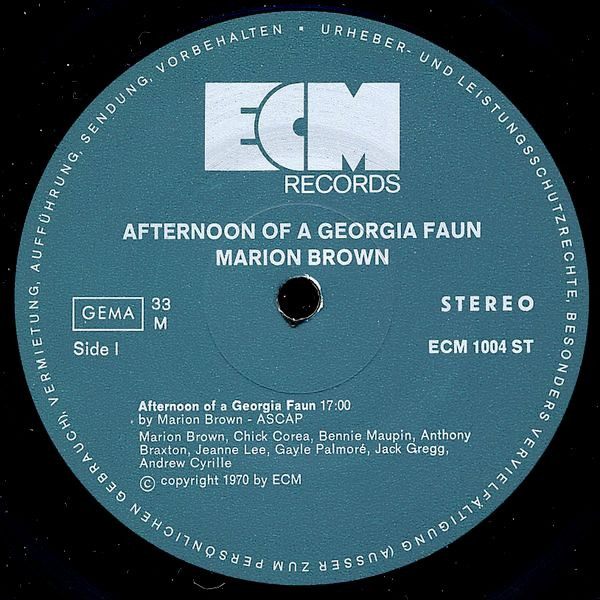 Marion Brown - Afternoon Of A Georgia Faun | ECM Records (ECM 1004 ST) - 3