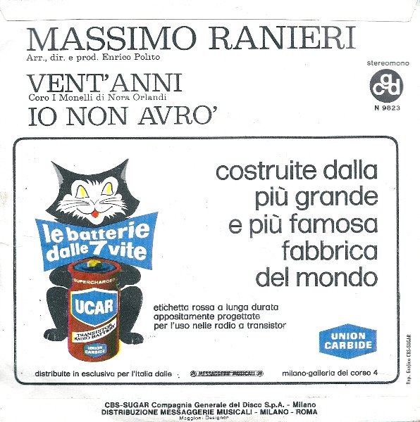 Massimo Ranieri - Vent'Anni | CGD (N 9823) - 2