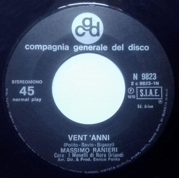 Massimo Ranieri - Vent'Anni | CGD (N 9823) - 3