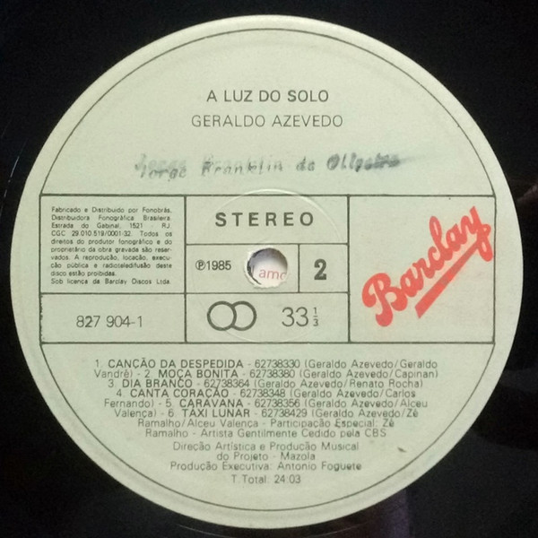 Geraldo Azevedo - A Luz Do Solo | Barclay (827904-1) - main