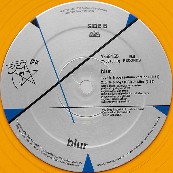 Blur - Girls & Boys | SBK Records (Y-58155) - 3 Blur - Girls & Boys | SBK Records (Y-58155) - 3