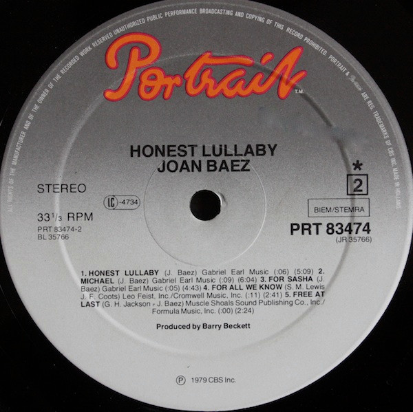 Joan Baez - Honest Lullaby | Portrait (PRT 83474) - 4