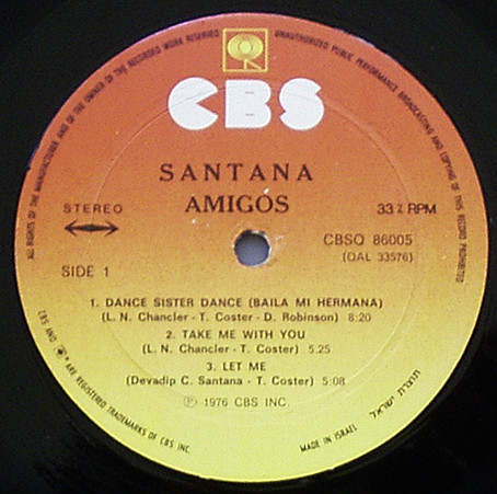 Santana - Amigos | CBS (CBSQ 86005) - 3