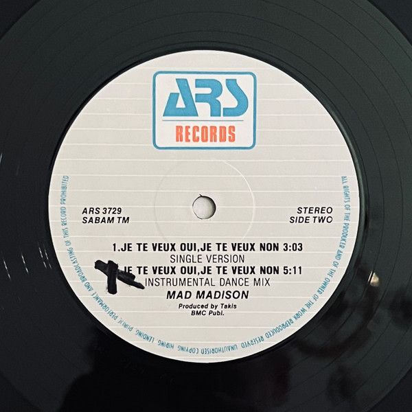 Mad Madison - Je Te Veux Oui, Je Te Veux Non | ARS Records (ARS 3729) - 4 Mad Madison - Je Te Veux Oui, Je Te Veux Non | ARS Records (ARS 3729) - 4