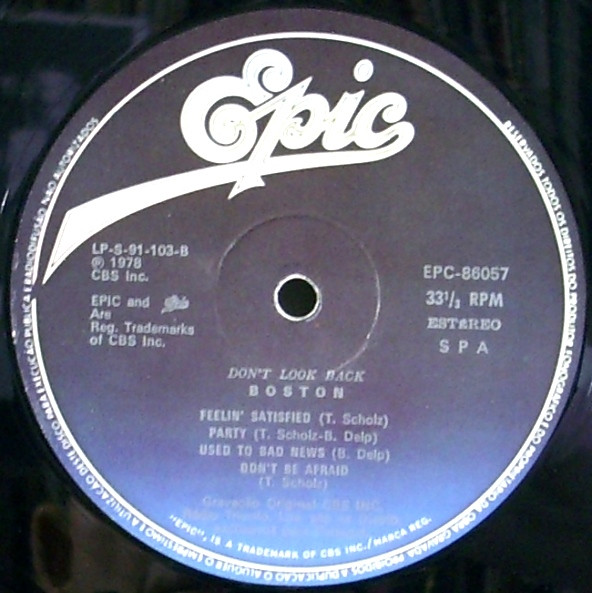 Boston - Don't Look Back | Epic (EPC 86057) - 4