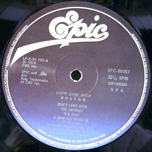Boston - Don't Look Back | Epic (EPC 86057) - 3