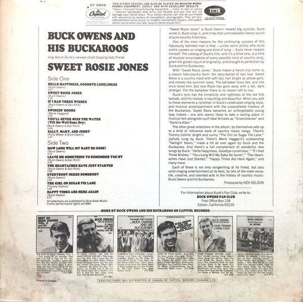 Buck Owens And His Buckaroos - Sweet Rosie Jones | Capitol Records (ST 2962) - 3 Buck Owens And His Buckaroos - Sweet Rosie Jones | Capitol Records (ST 2962) - 3