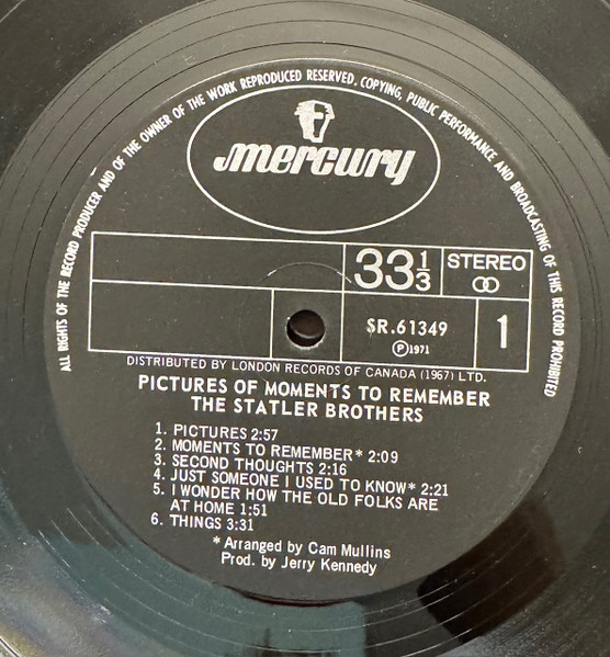 The Statler Brothers - Pictures Of Moments To Remember [Vinyl] | Mercury (SR 61349) - 4