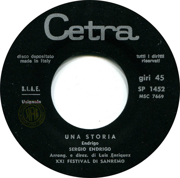 Sergio Endrigo - Una Storia | Cetra (SP 1452) - 3
