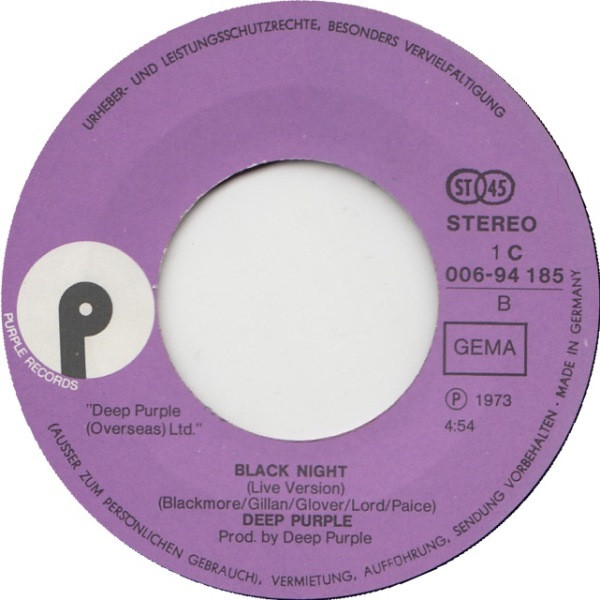 Deep Purple - Woman From Tokyo / Black Night (Live Version) | Purple Records (1 C 006-94 185) - 4 Deep Purple - Woman From Tokyo / Black Night (Live Version) | Purple Records (1 C 006-94 185) - 4
