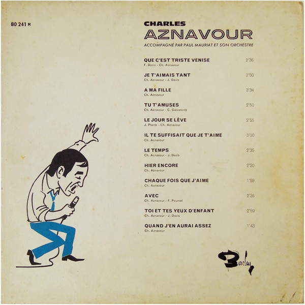 Charles Aznavour - Charles Aznavour Accompagné Par Paul Mauriat Et Son Orchestre | Barclay (80241 M) - 2