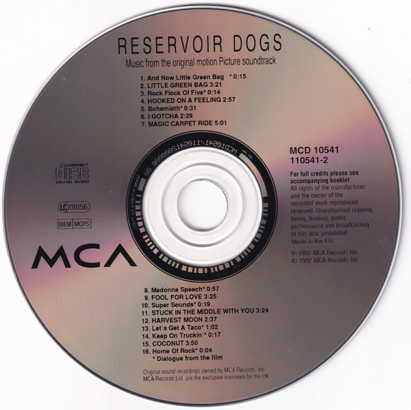 Various - Reservoir Dogs (Music From The Original Motion Picture Sound Track) | MCA Records (MCD10541) - 3