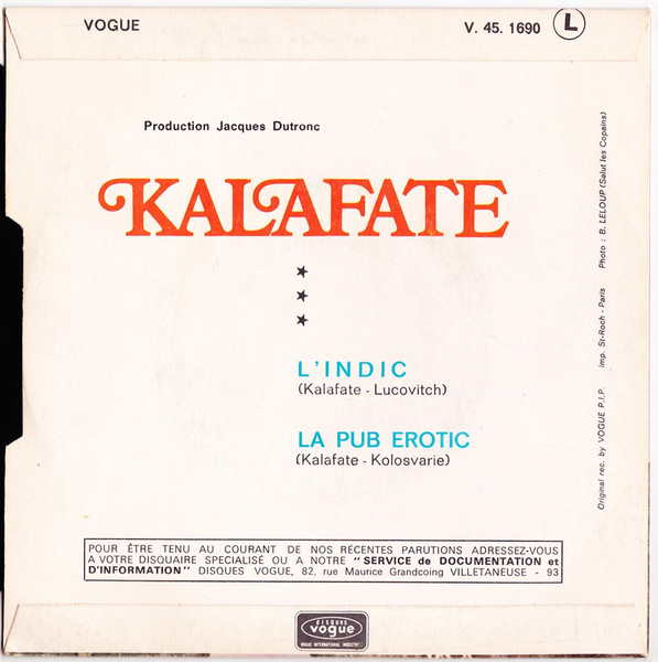 Hadi Kalafate - L'indic / La Pub Erotic | Disques Vogue (V 45. 1690) - 2 Hadi Kalafate - L'indic / La Pub Erotic | Disques Vogue (V 45. 1690) - 2