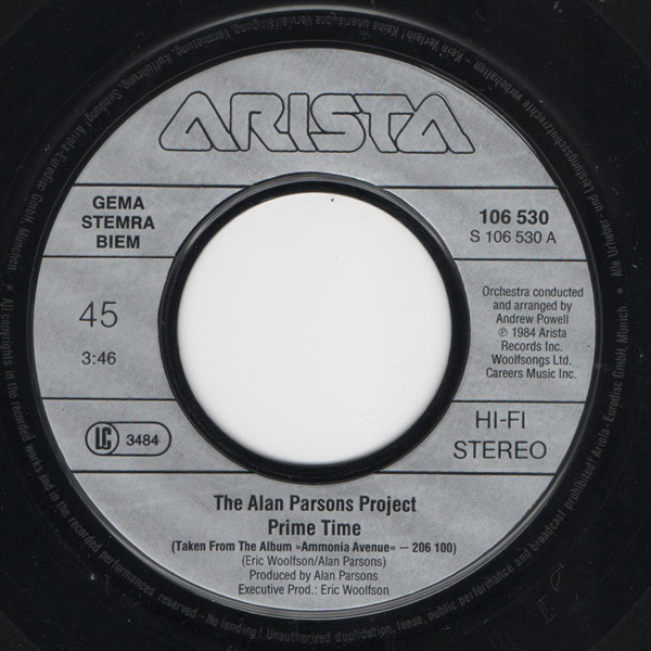 The Alan Parsons Project - Prime Time | Arista (106 530) - 3