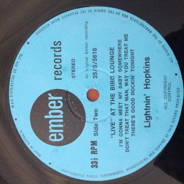 Lightnin' Hopkins - "Live" At The Bird Lounge | Ember Records (25-S-5616) - 3 Lightnin' Hopkins - "Live" At The Bird Lounge | Ember Records (25-S-5616) - 3