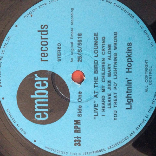 Lightnin' Hopkins - "Live" At The Bird Lounge | Ember Records (25-S-5616) - 4 Lightnin' Hopkins - "Live" At The Bird Lounge | Ember Records (25-S-5616) - 4