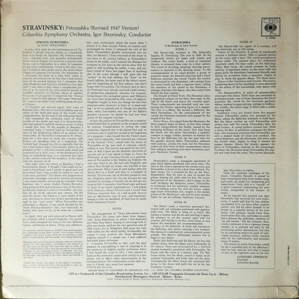 Igor Stravinsky , Columbia Symphony Orchestra - Petroushka (Complete) | CBS (S 72055) - 2
