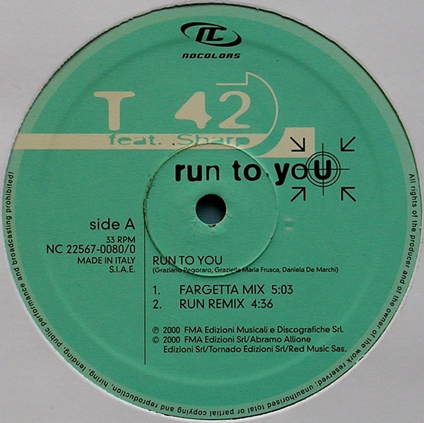 T42 feat. Sharp - Run To You | No Colors (NC 22567-0080/0) - 2