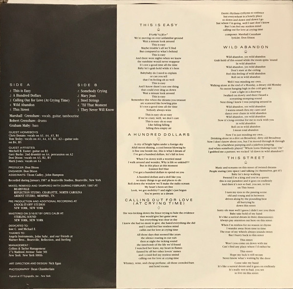 Marshall Crenshaw - Mary Jean & 9 Others LP | Warner Bros. Records (9 25583-1) - 3 Marshall Crenshaw - Mary Jean & 9 Others LP | Warner Bros. Records (9 25583-1) - 3