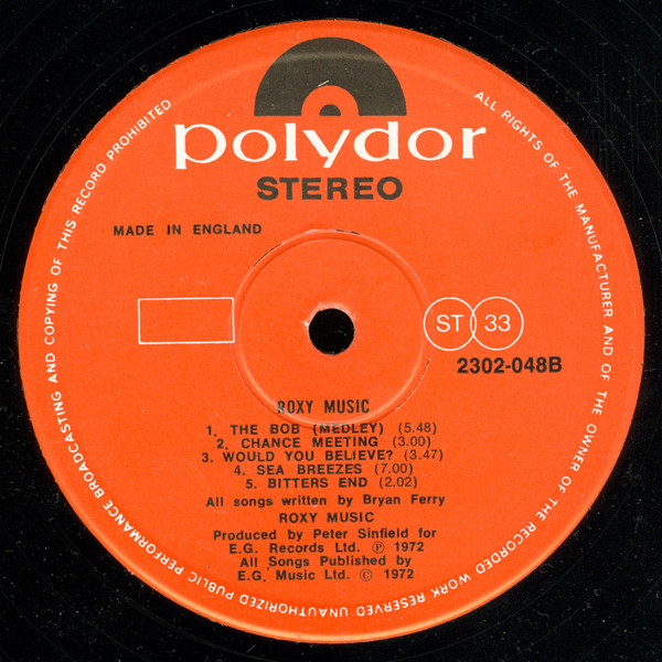 Roxy Music - Roxy Music | Polydor (2302 048) - 4 Roxy Music - Roxy Music | Polydor (2302 048) - 4