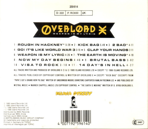 Overlord X - Weapon Is My Lyric | Island Records (259 614) - 3