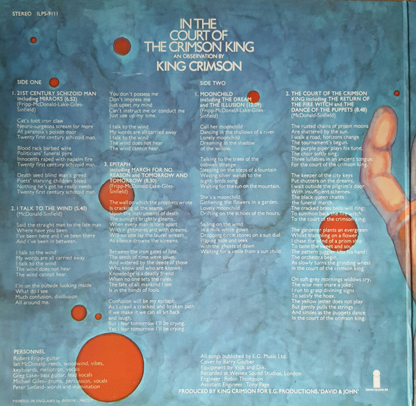 King Crimson - In The Court Of The Crimson King (An Observation By King Crimson) | Island Records (ILPS 9111) - 2 King Crimson - In The Court Of The Crimson King (An Observation By King Crimson) | Island Records (ILPS 9111) - 2