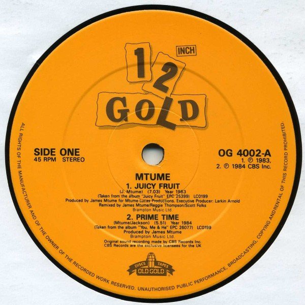 Mtume / The S.O.S. Band - Juicy Fruit / Just Be Good To Me | Old Gold (OG 4002) - 3