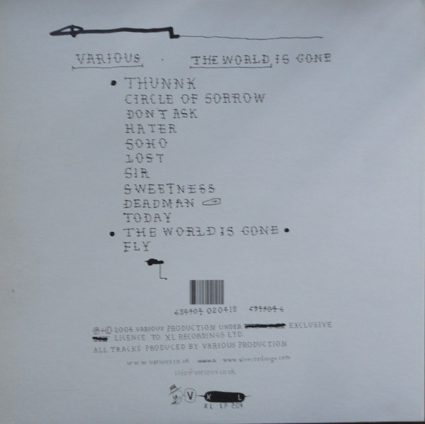 Various Production - The World Is Gone | XL Recordings (XL LP 204) - 2 Various Production - The World Is Gone | XL Recordings (XL LP 204) - 2