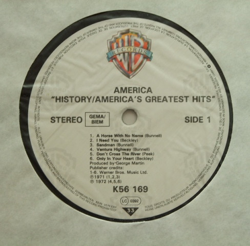 America - History · America's Greatest Hits | Warner Bros. Records (WB 56 169) - 3 America - History · America's Greatest Hits | Warner Bros. Records (WB 56 169) - 3
