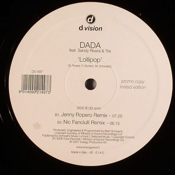Dada Feat. Sandy Rivera & Trix - Lollipop | D:vision Records (DV 497) - 2