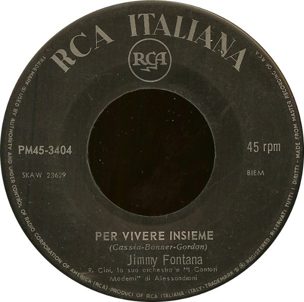 Jimmy Fontana - La Mia Serenata / Per Vivere Insieme | RCA Italiana (PM45 3404) - 4