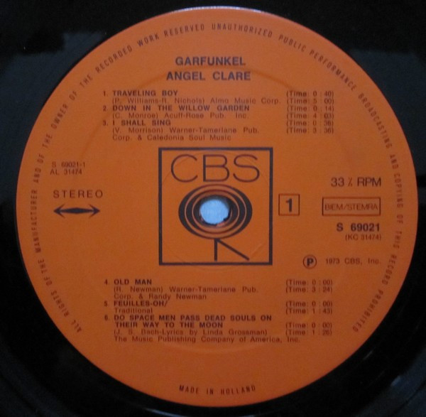 Art Garfunkel - Angel Clare | CBS (S 69021) - 3
