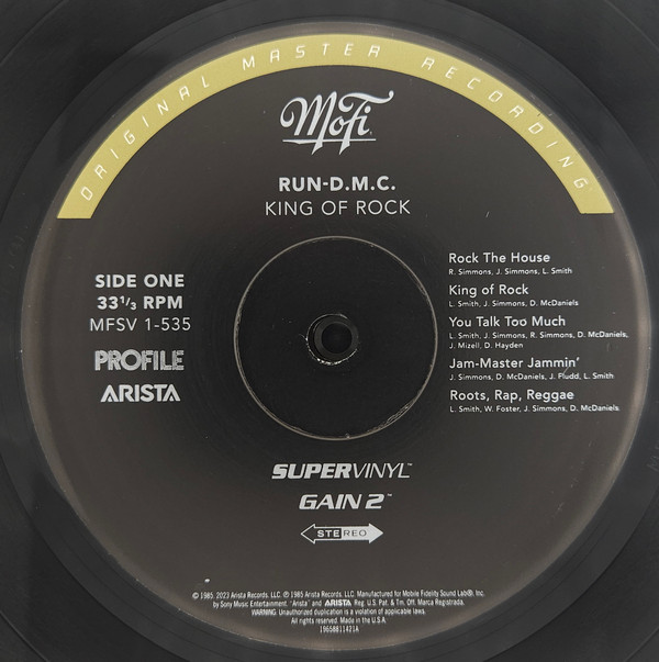 Run-DMC - King Of Rock | Mobile Fidelity Sound Lab (MFSV 1-535) - 3