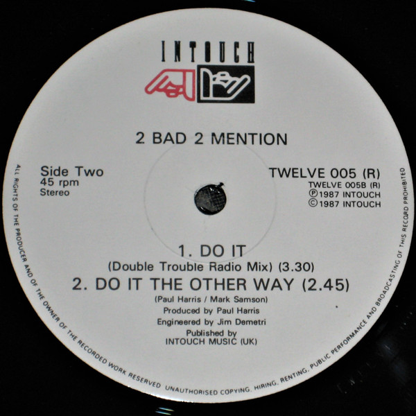 2 Bad 2 Mention - Do It (Double Trouble Mix) | Intouch (TWELVE 005 (R)) - 2 2 Bad 2 Mention - Do It (Double Trouble Mix) | Intouch (TWELVE 005 (R)) - 2