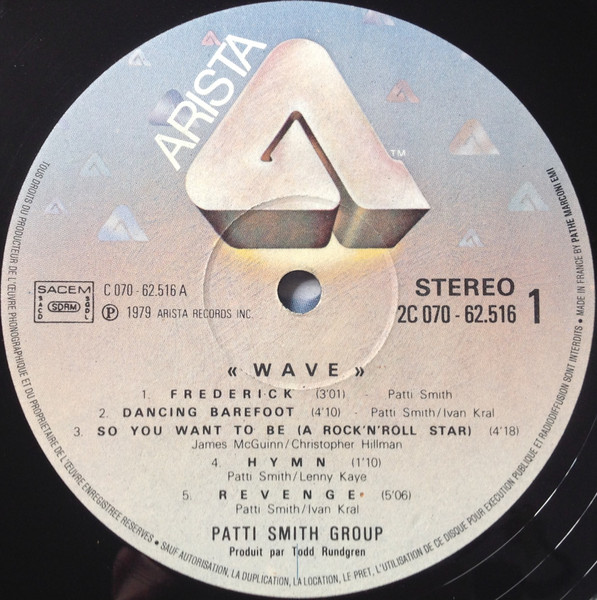 Patti Smith Group - Wave | Arista (2C 070 62516) - 3