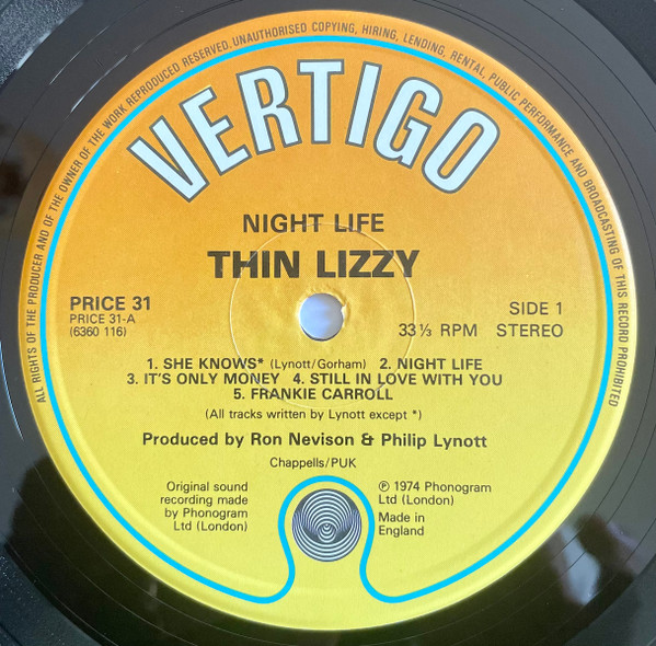 Thin Lizzy - Nightlife | Vertigo (PRICE 31) - 3