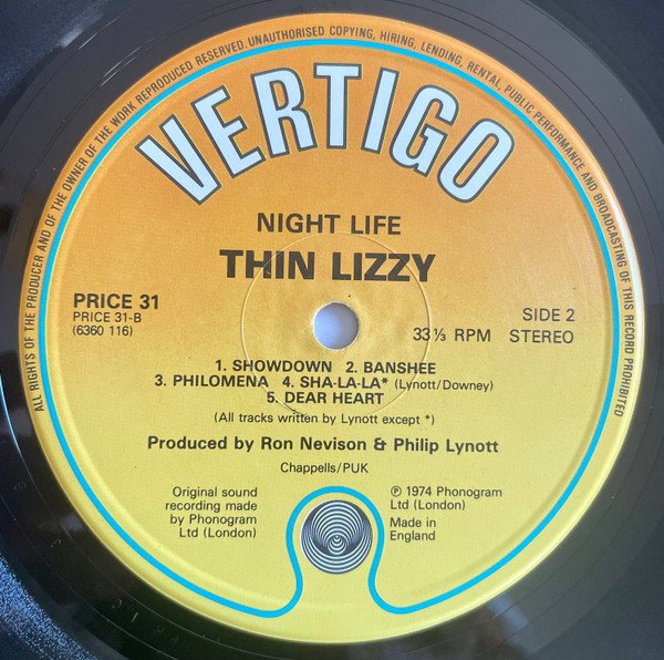 Thin Lizzy - Nightlife | Vertigo (PRICE 31) - 2