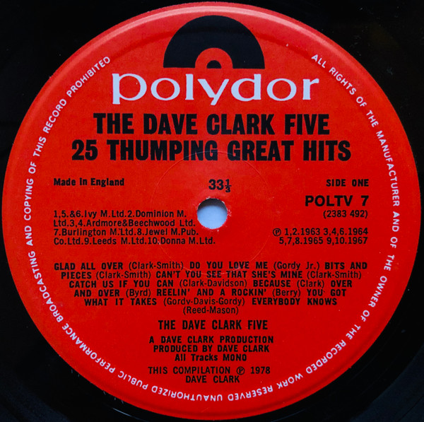 The Dave Clark Five - 25 Thumping Great Hits | Polydor (POLTV 7) - 3 The Dave Clark Five - 25 Thumping Great Hits | Polydor (POLTV 7) - 3