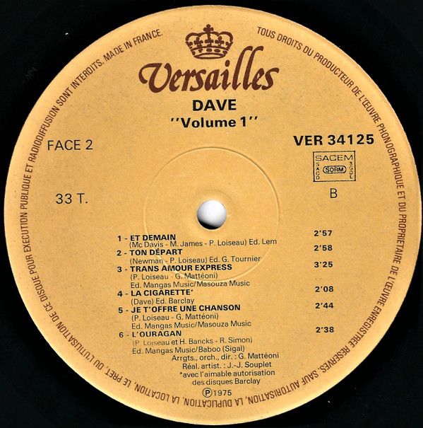 Dave - Vol. 1 | Versailles (VER 34125)
